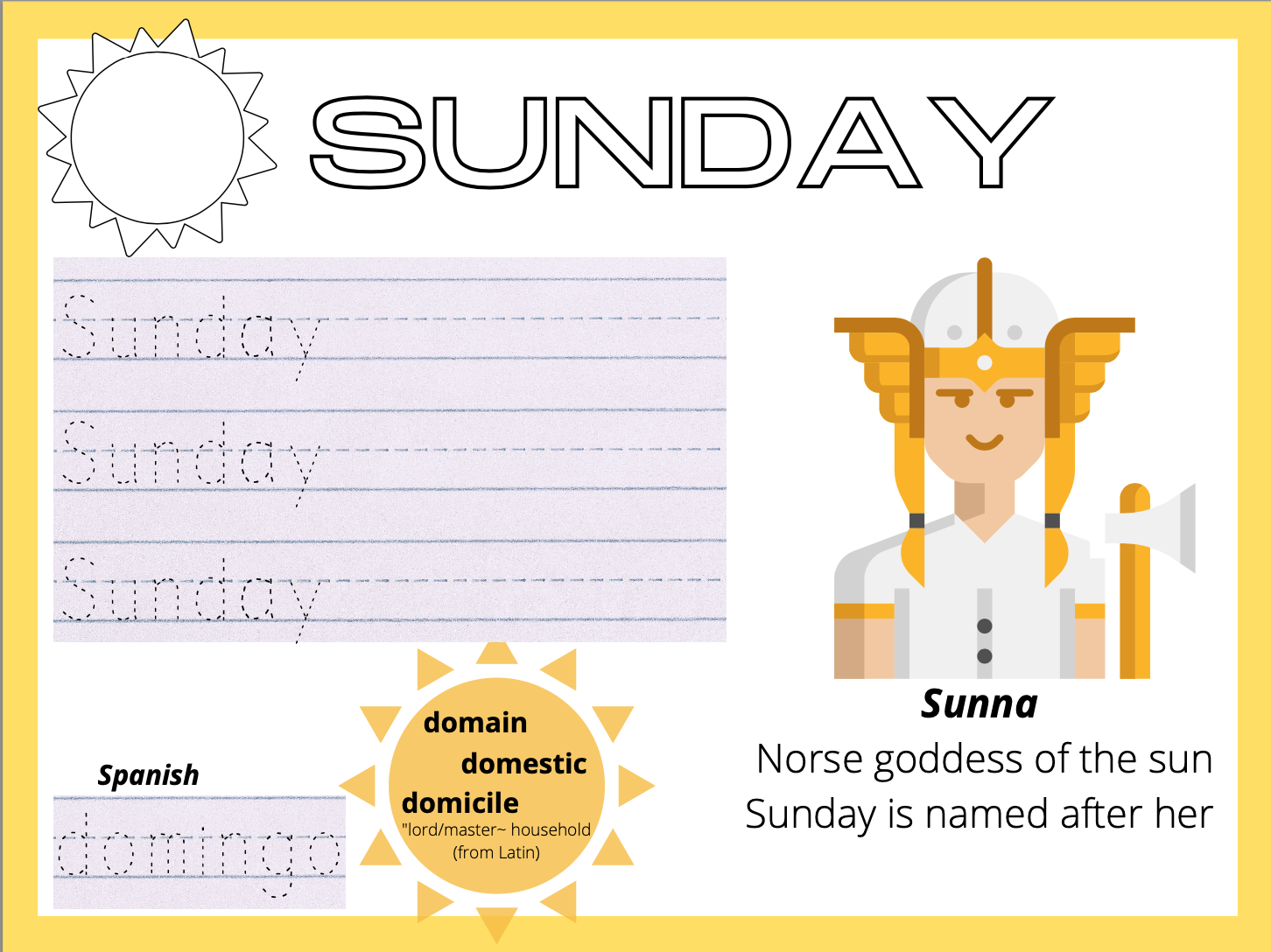 PDF Print for Word Study English Days of the Week